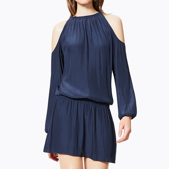 Ramy Brook Lauren Cold-Shoulder Crepe Silk Dress C - Picture 6 of 6